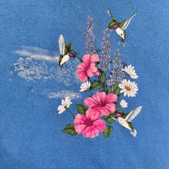 Country Store Hummingbirds T-Shirt Woman's Large Floral Bird Graphic Cottage - Picture 2 of 8